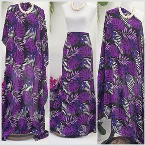 Purple Monstera Palm MAXI SARONG Kīkepa Pareo Beach Wrap Skirt
